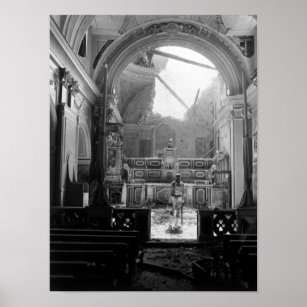 Soldier In Bombed Out Church - Italy - 1944 Poster