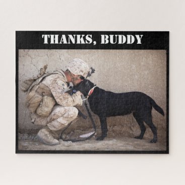 Soldier in Combat Gear & Military Dog Jigsaw Puzzle Soldier in Combat Gear & Military Dog Jigsaw Puzzle