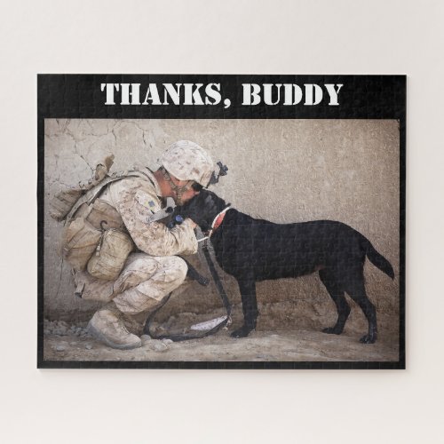 Soldier in Combat Gear  Military Dog Jigsaw Puzzle