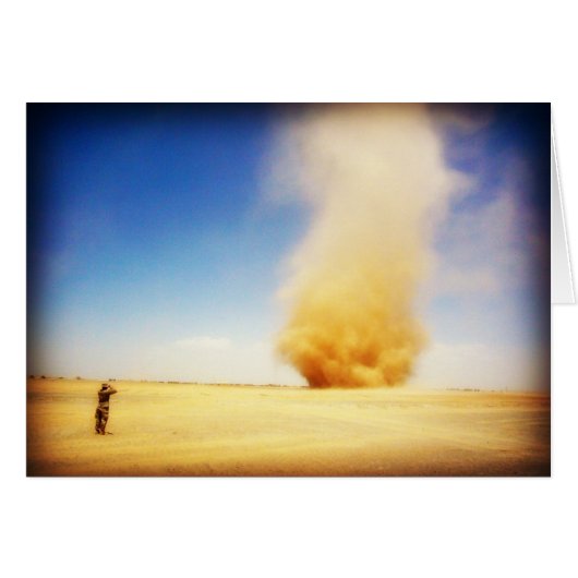 Soldier Looking at Sand Storm Card (Front Horizontal)
