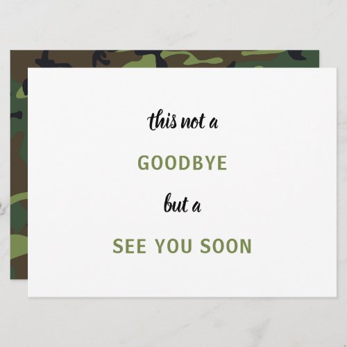 Soldier Military Camo Farewell Miss you Goodbye  Card