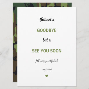 Soldier Military Camo Farewell Miss you Goodbye  Card