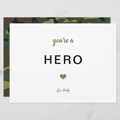 Soldier Military Camo you are a hero  Card
