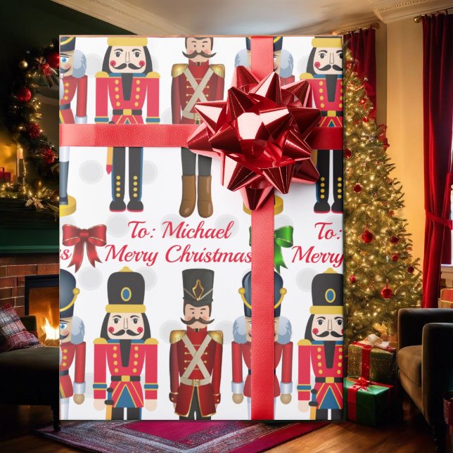 Soldier Nutcracker Personalize Name Christmas Wrap Wrapping Paper (Creator Uploaded)