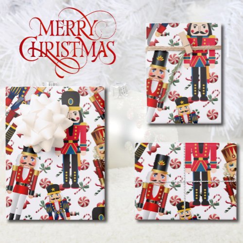 Soldier Nutcracker Toss with Peppermints Christmas Wrapping Paper Sheets