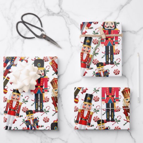 Soldier Nutcracker Toss with Peppermints Christmas Wrapping Paper Sheets