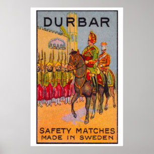 Soldier on Horseback Matchbox Art Print, Swedish Poster