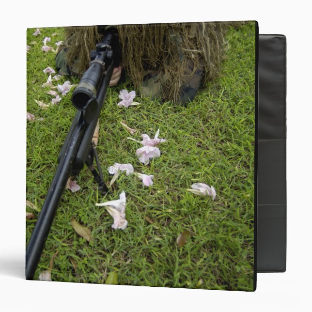 Soldier practices sniper tactics 3 ring binder (Front/Inside)