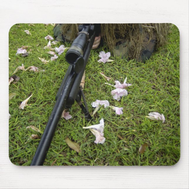 Soldier practices sniper tactics mouse pad (Front)