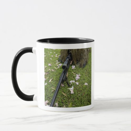 Soldier practices sniper tactics mug