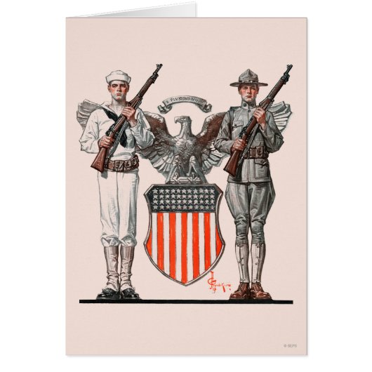 Soldier, Sailor and U.S. Shield Cards (Front)