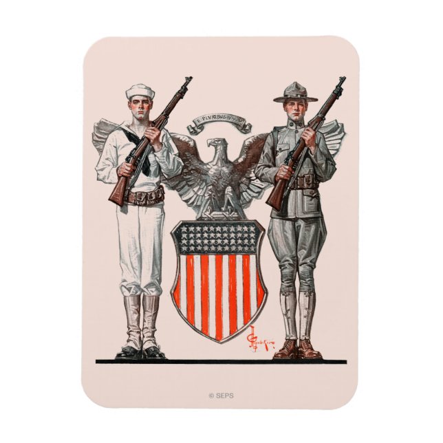 Soldier, Sailor and U.S. Shield Magnet (Vertical)
