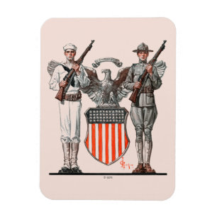 Soldier, Sailor and U.S. Shield Magnet