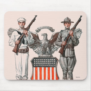 Soldier, Sailor and U.S. Shield Mouse Pad