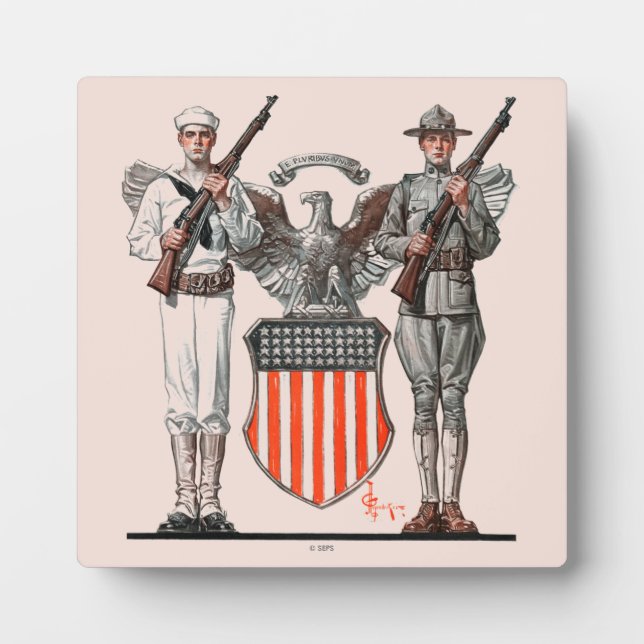 Soldier, Sailor and U.S. Shield Plaque (Front)