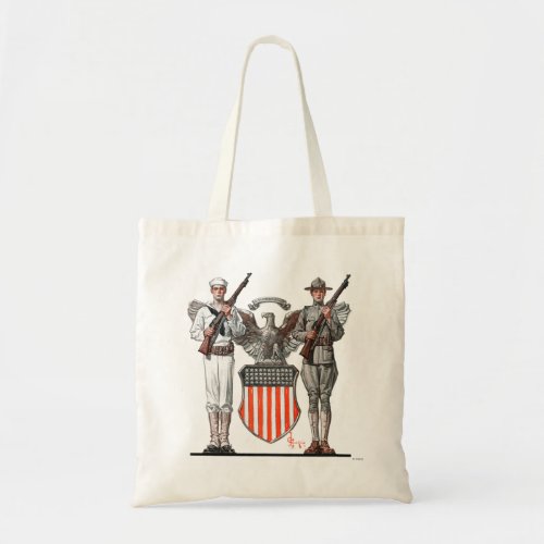 Soldier Sailor and US Shield Tote Bag