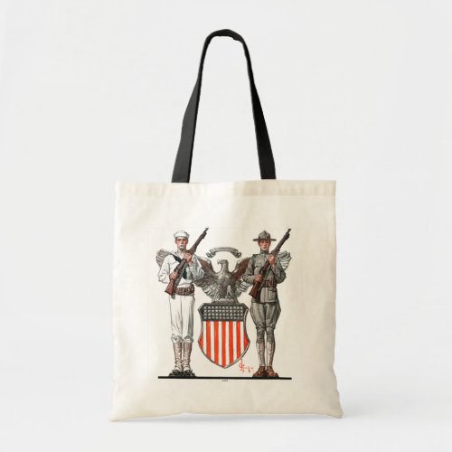 Soldier Sailor and US Shield Tote Bag