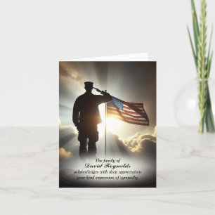 Soldier Saluting American Flag Letterpress Thank You Card