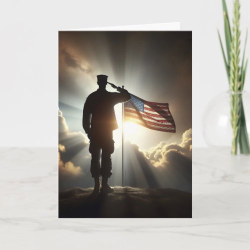 Soldier Saluting Flag For Birthday Card