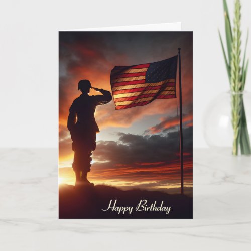 Soldier Saluting Flag for Veterans Birthday  Card