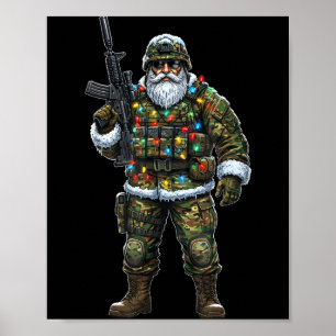 Soldier Santa Camouflage Christmas Military Hunter Poster