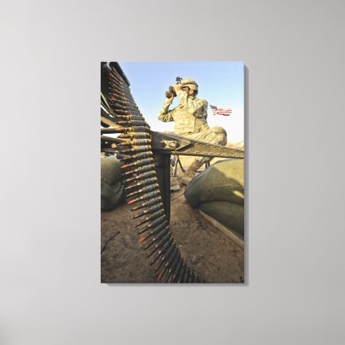 soldier scouts for enemy activity canvas print