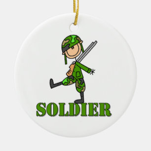 Soldier Stick Figure Ceramic Ornament