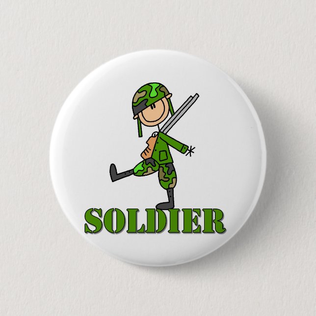 Soldier Stick Figure Pinback Button (Front)