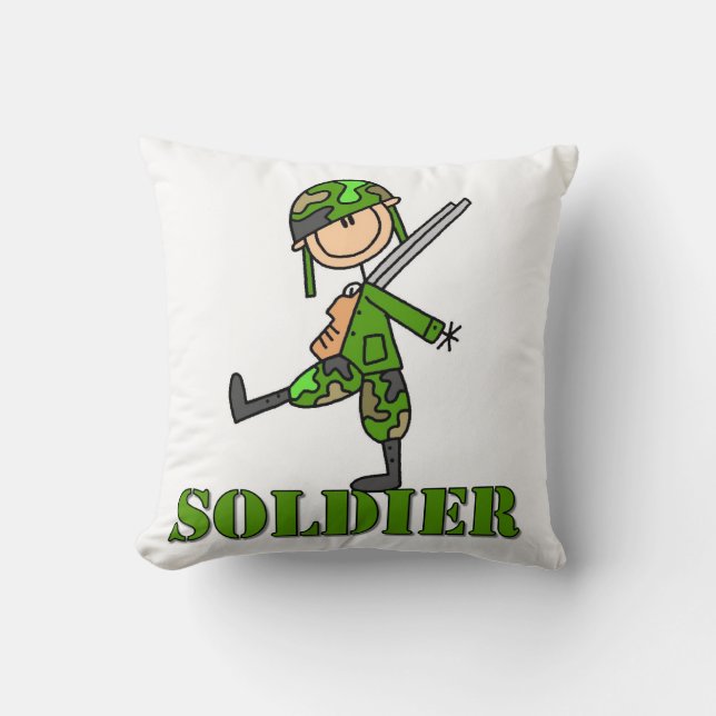 Soldier Stick Figure Throw Pillow (Front)
