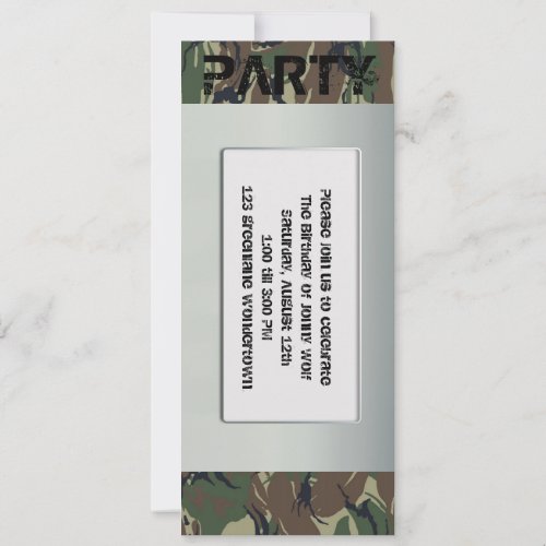 Soldier theme party invitation