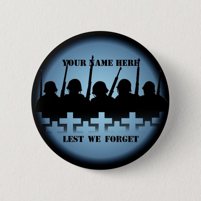 Soldier Tribute Buttons Lest We Forget War Buttons (Front)