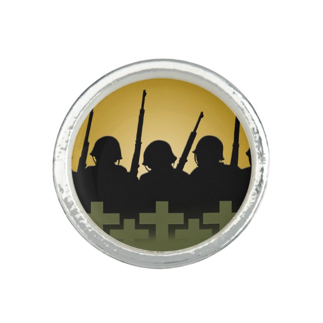 Soldier Tribute Ring Lest We Forget War Jewelry (Front)