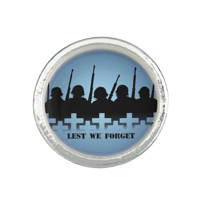 Soldier Tribute Ring Lest We Forget War Jewelry (Front)