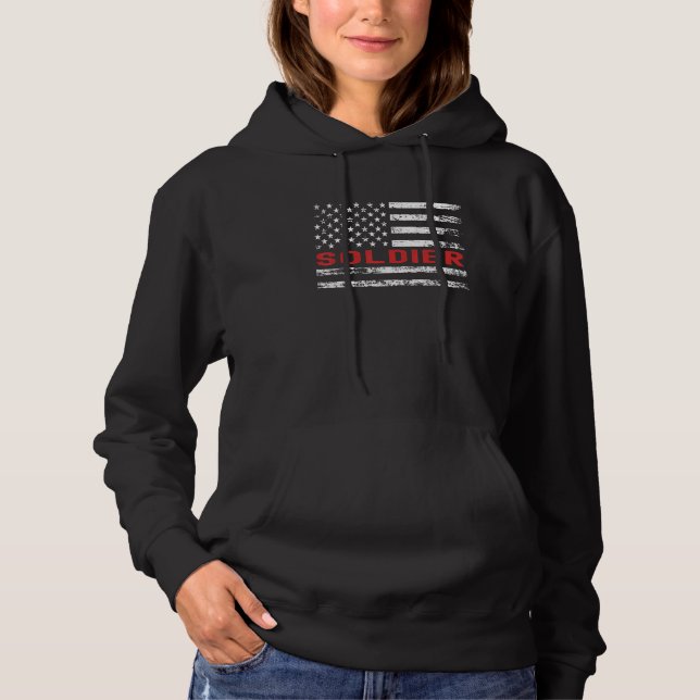 Soldier USA Flag Profession Retro Job Title Hoodie (Front)
