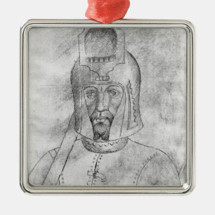 Soldier wearing a visored helmet metal ornament