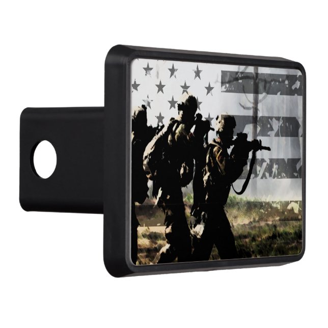 Soldiers and US Flag Hitch Cover (Right)