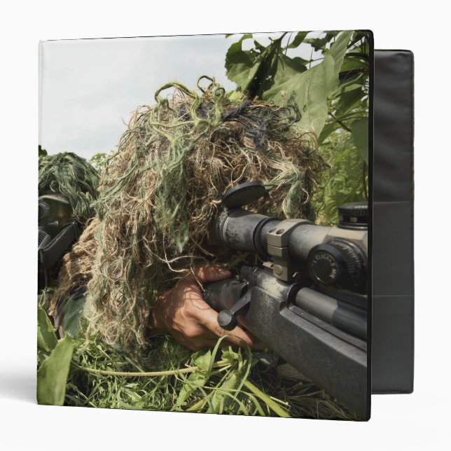 Soldiers dressed in ghillie suits 3 ring binder (Front/Inside)