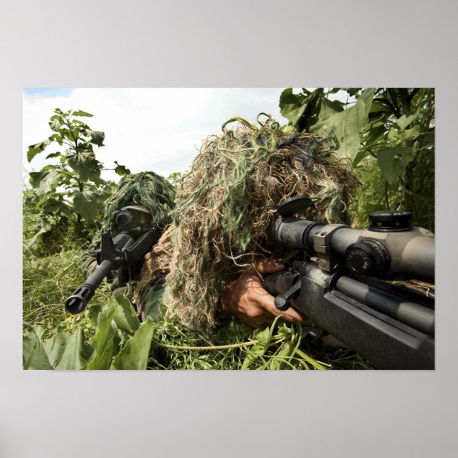 Soldiers dressed in ghillie suits poster (Front)