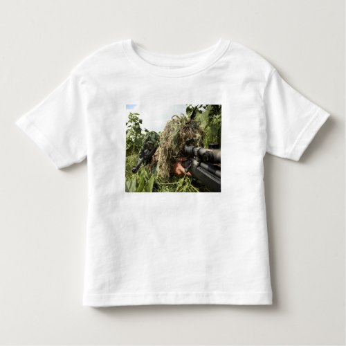 Soldiers dressed in ghillie suits toddler t_shirt