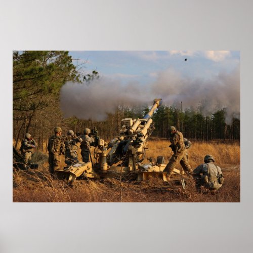 Soldiers Fire Field Artillery Poster