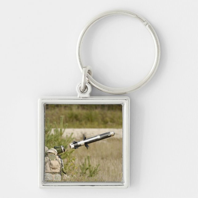 soldiers firing an FGM-148 Javelin Keychain (Front)