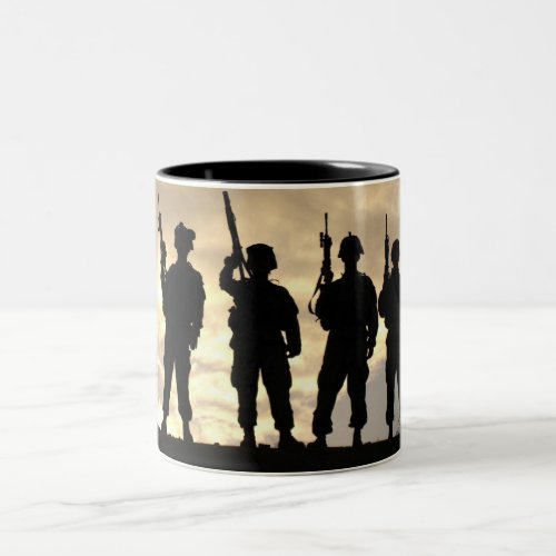 Soldiers in Silhouette Military Two_Tone Coffee Mug