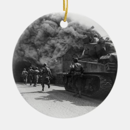 Soldiers of the 55th Armored Infantry World War II Ceramic Ornament