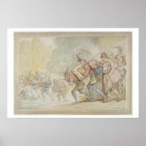 Soldiers on a March 1805 pen  ink and watercolo Poster