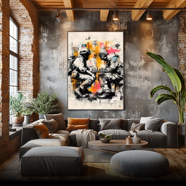 Soldiers Playing Chess – Antiwar Street Art Poster (Creator Uploaded)