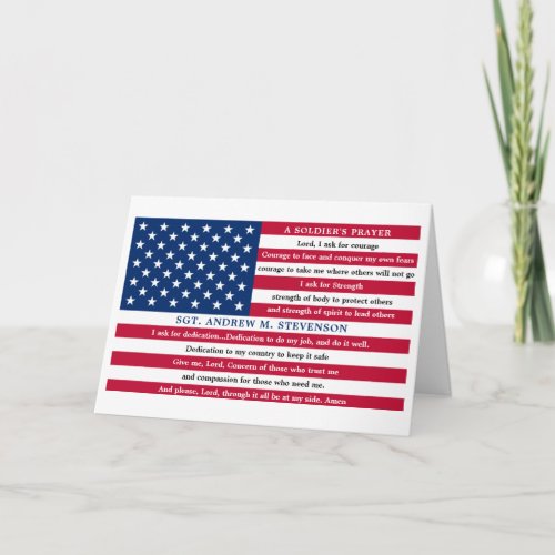 Soldiers Prayer USA American Flag Military  Card