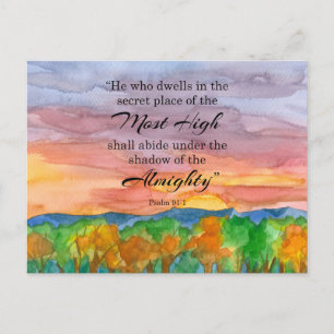 Soldier's Psalm 91 Scripture Bible Verse Sunset Postcard
