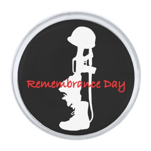 Soldiers Tribute Remembrance Day Silver Finish Lapel Pin