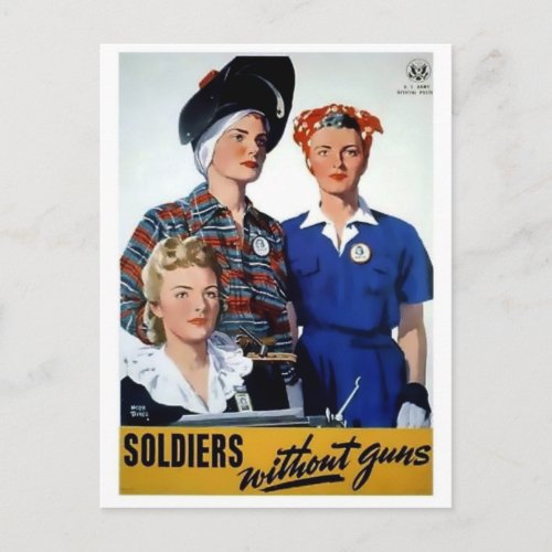 Soldiers without guns vintage poster postcard