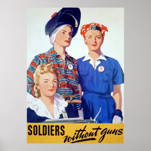 Soldiers Without Guns  Vintage World War 2 Poster